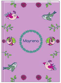 Thumbnail for Personalized Birds Journal X - Purple Background - Circle Flower Border - Front View