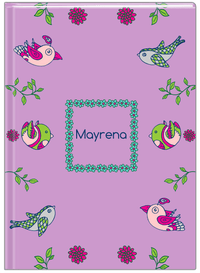 Thumbnail for Personalized Birds Journal X - Purple Background - Square Flower Border - Front View