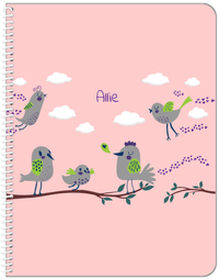 Thumbnail for Personalized Birds Notebook I - Pink Background - Front View