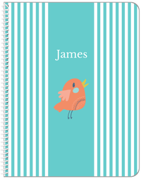 Thumbnail for Personalized Birds Notebook III - Teal Background - Bird V - Front View