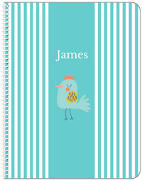 Thumbnail for Personalized Birds Notebook III - Teal Background - Bird VII - Front View
