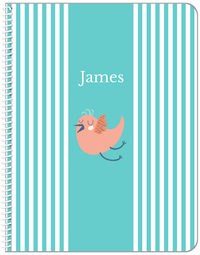 Thumbnail for Personalized Birds Notebook III - Teal Background - Bird IX - Front View