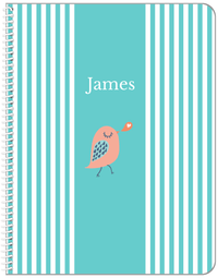 Thumbnail for Personalized Birds Notebook III - Teal Background - Bird XI - Front View