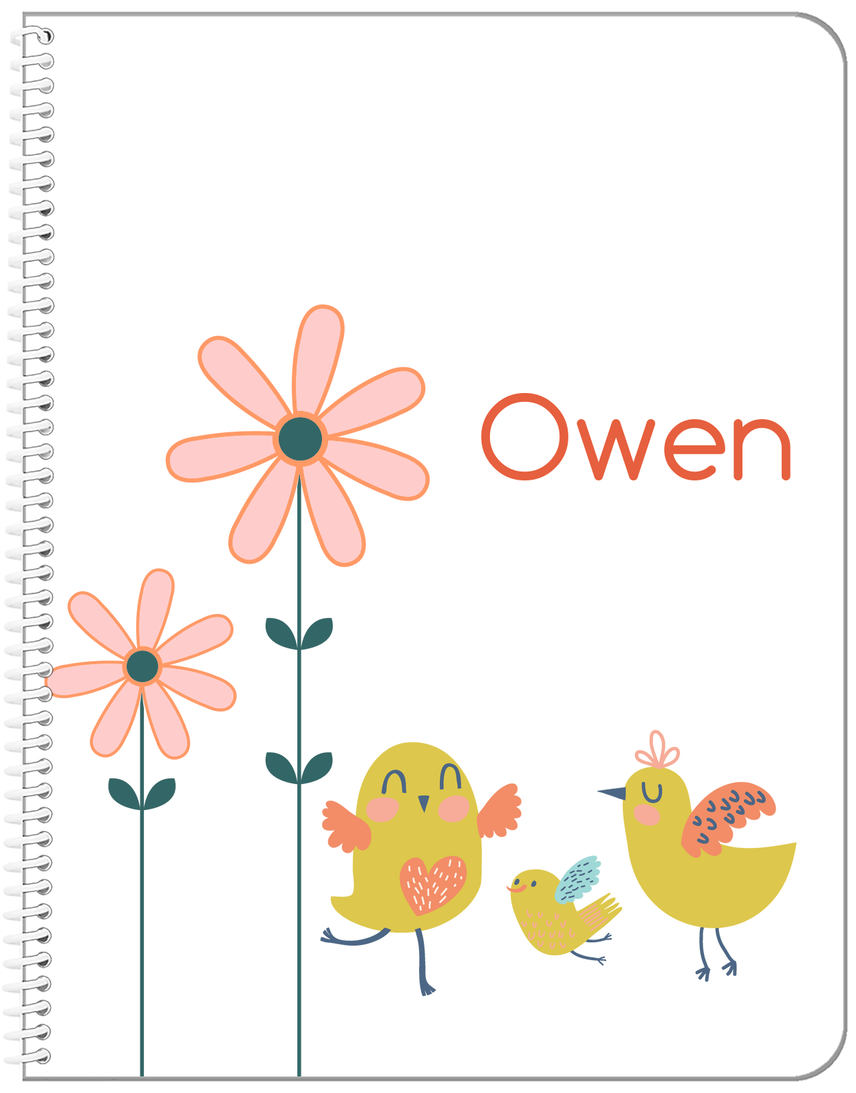 Personalized Birds Notebook V - White Background - Bird IX - Front View