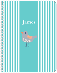 Thumbnail for Personalized Birds Notebook III - Teal Background - Bird II - Front View