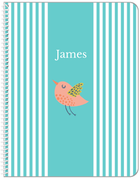 Thumbnail for Personalized Birds Notebook III - Teal Background - Bird IV - Front View