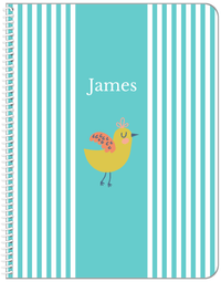 Thumbnail for Personalized Birds Notebook III - Teal Background - Bird VI - Front View