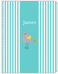 Thumbnail for Personalized Birds Notebook III - Teal Background - Bird X - Front View