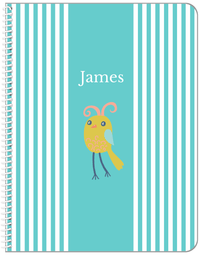 Thumbnail for Personalized Birds Notebook III - Teal Background - Bird XII - Front View