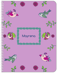 Thumbnail for Personalized Birds Notebook X - Purple Background - Rectangle Flower Border - Front View