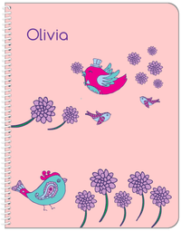 Thumbnail for Personalized Birds Notebook VI - Pink Background - Front View