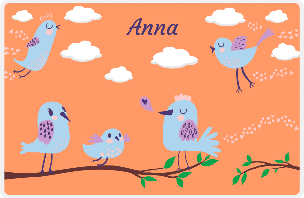 Personalized Birds Placemat I - Orange Background -  View