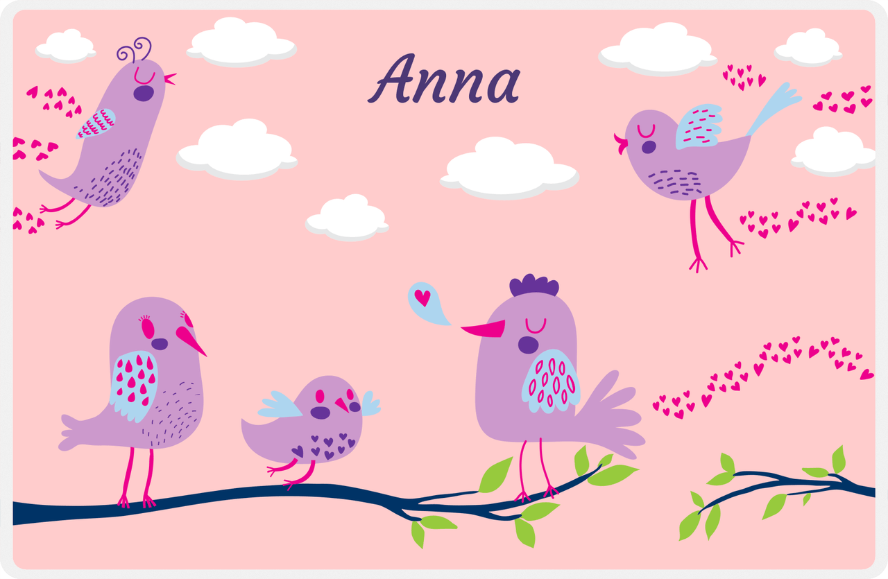 Personalized Birds Placemat I - Pink Background -  View