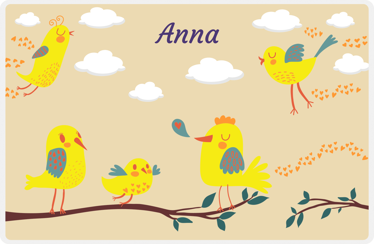 Personalized Birds Placemat I - Light Brown Background -  View