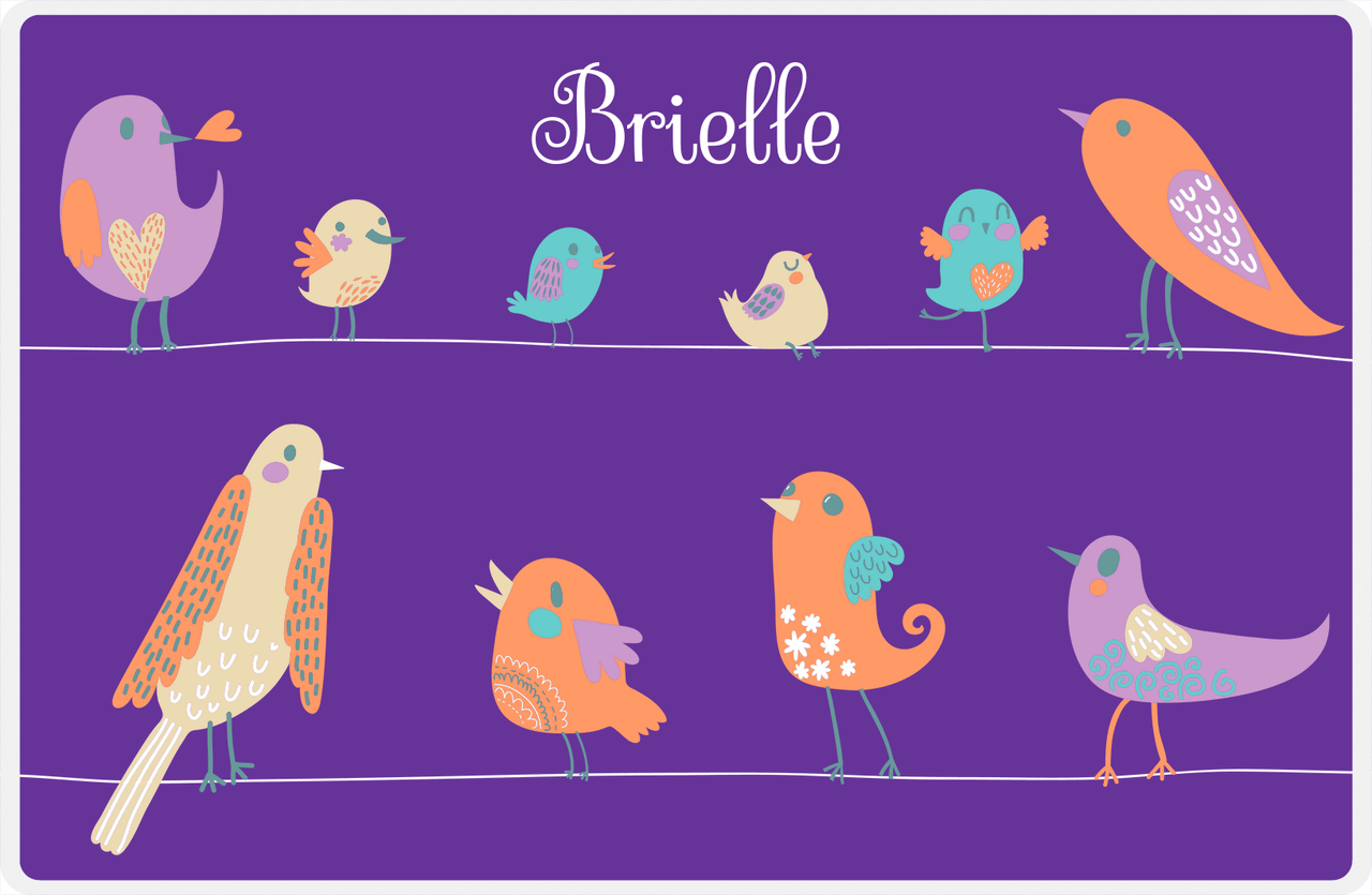 Personalized Birds Placemat II - Purple Background -  View