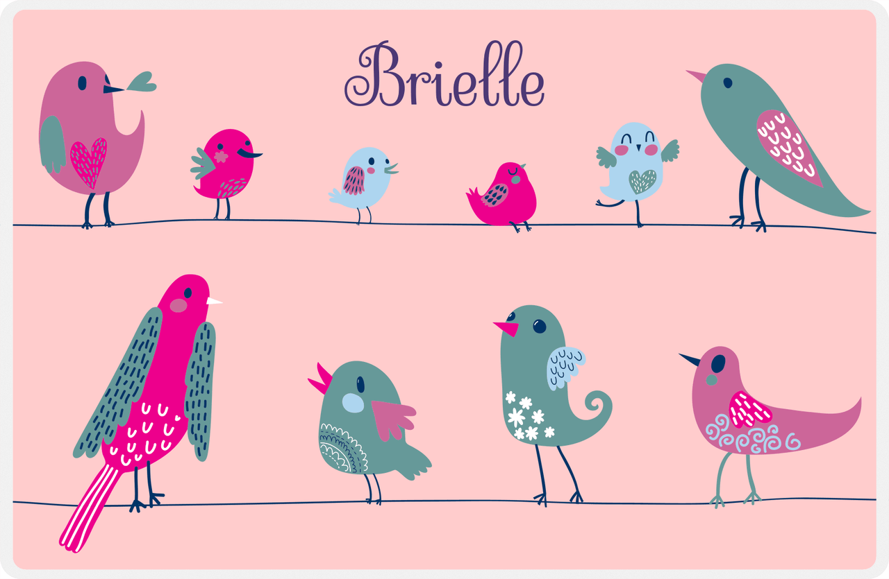 Personalized Birds Placemat II - Pink Background -  View
