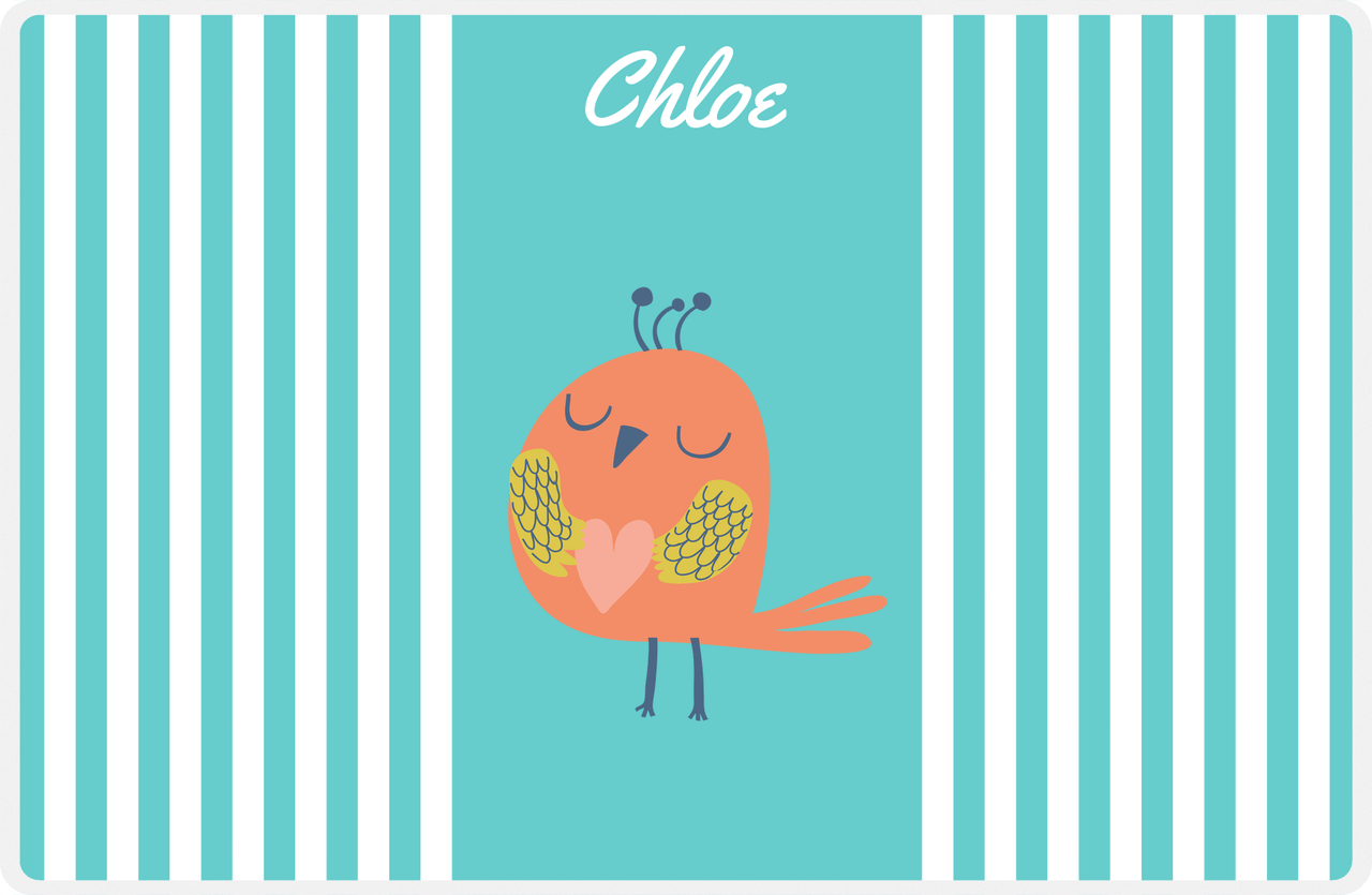 Personalized Birds Placemat III - Teal Background - Bird I -  View