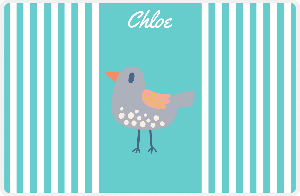 Personalized Birds Placemat III - Teal Background - Bird II -  View