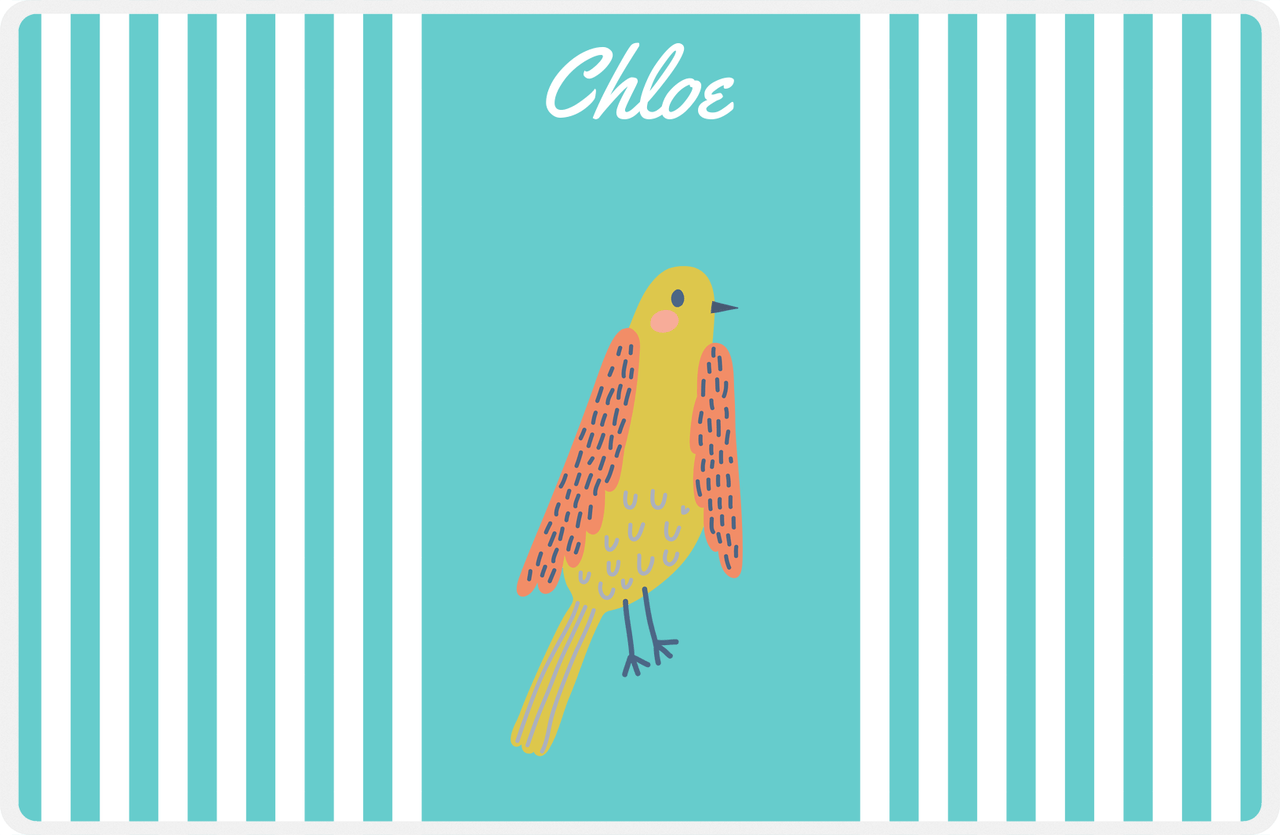 Personalized Birds Placemat III - Teal Background - Bird III -  View
