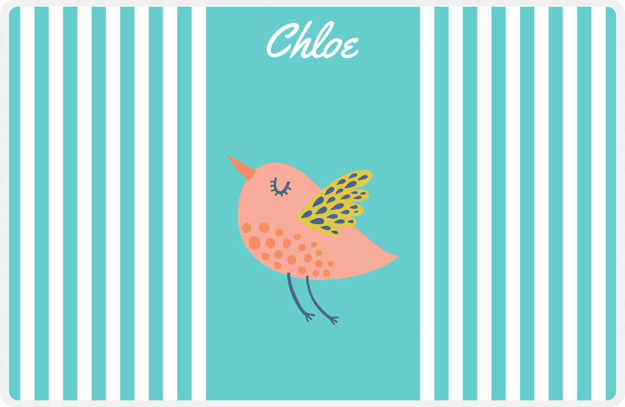 Personalized Birds Placemat III - Teal Background - Bird IV -  View