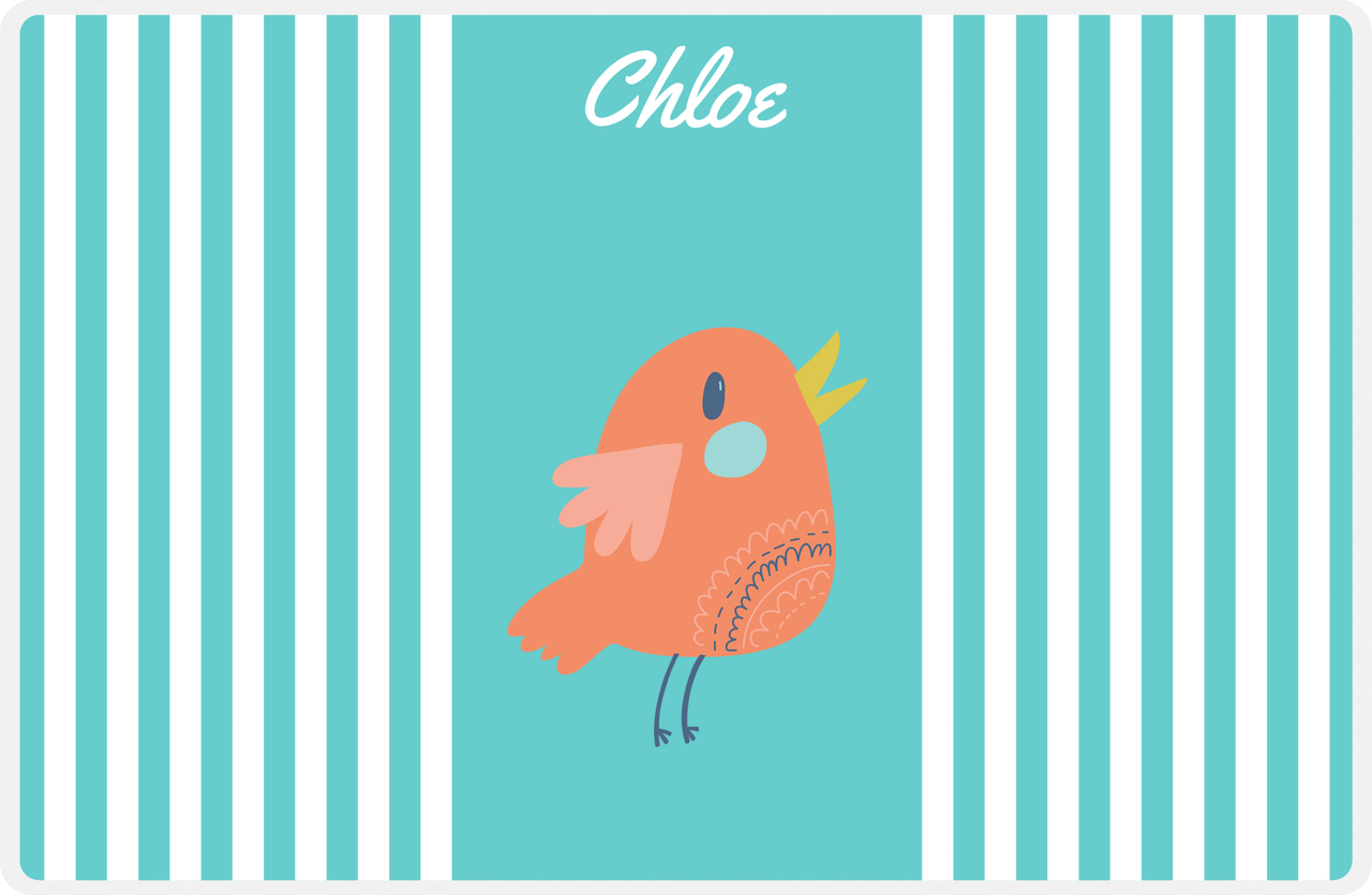 Personalized Birds Placemat III - Teal Background - Bird V -  View