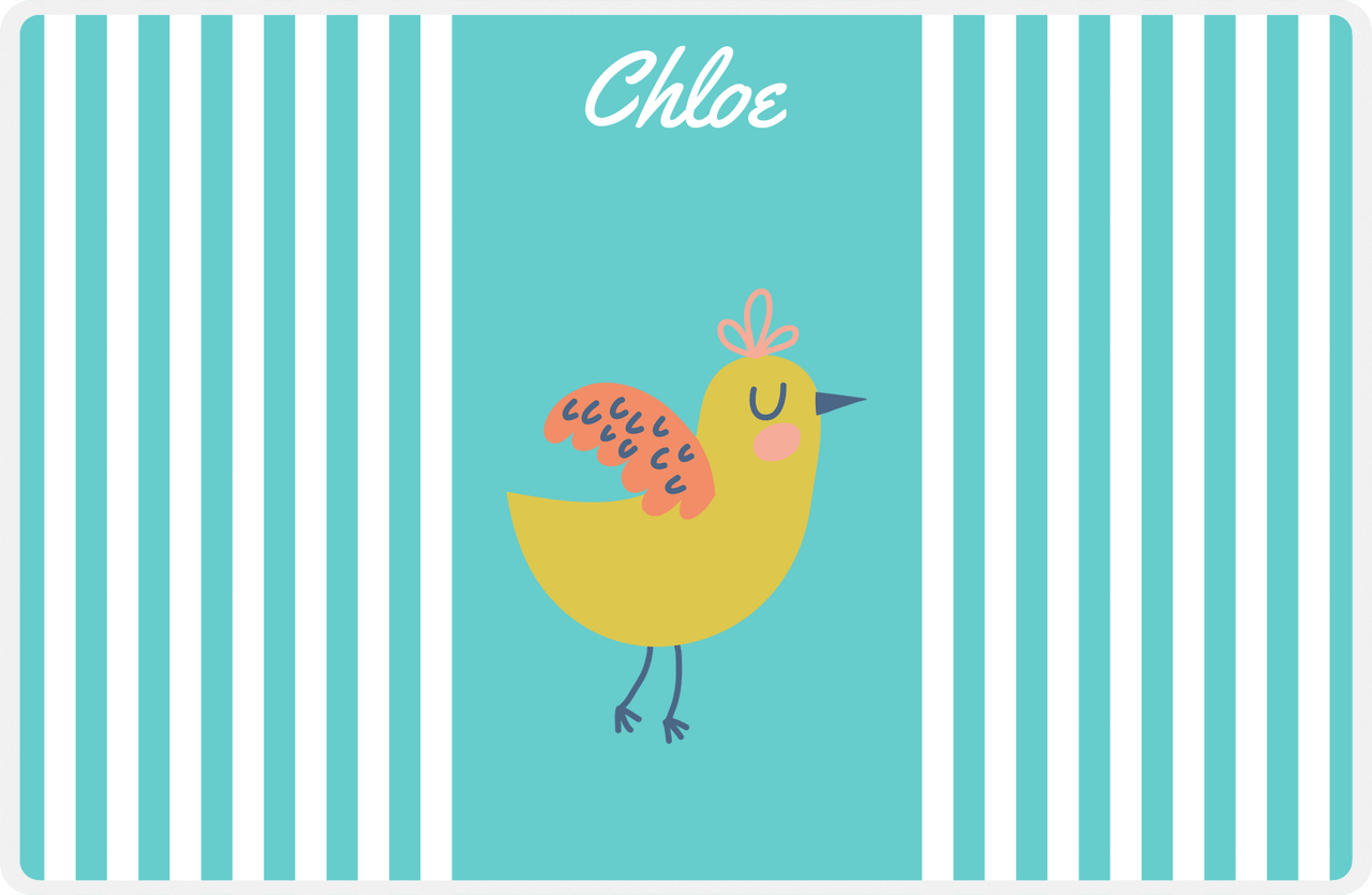 Personalized Birds Placemat III - Teal Background - Bird VI -  View