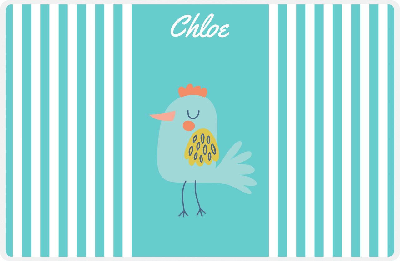 Personalized Birds Placemat III - Teal Background - Bird VII -  View