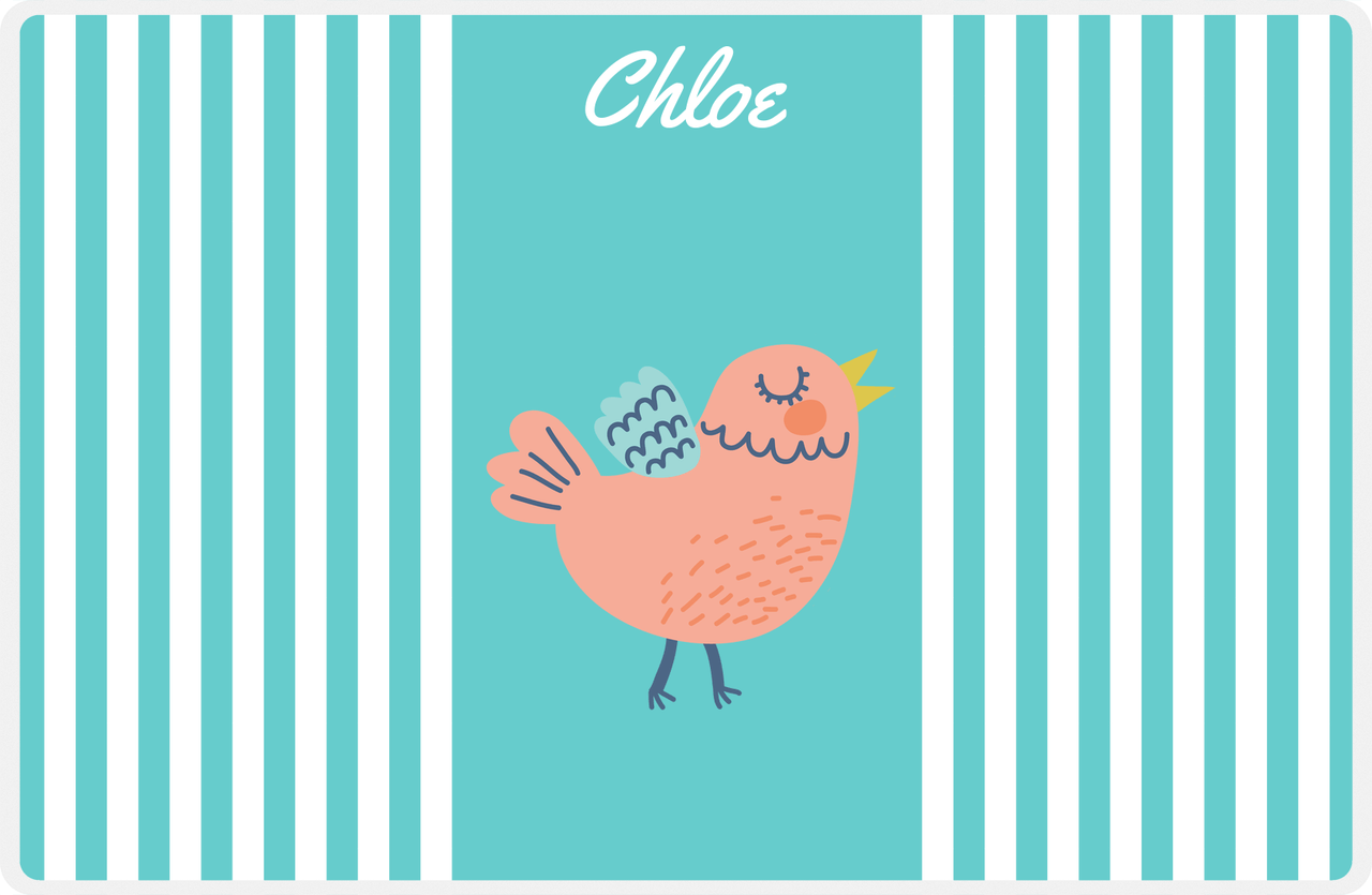 Personalized Birds Placemat III - Teal Background - Bird VIII -  View