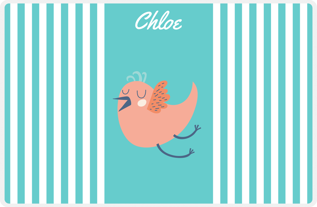 Personalized Birds Placemat III - Teal Background - Bird IX -  View