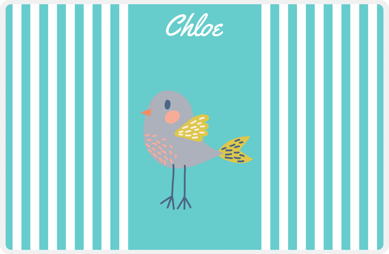Personalized Birds Placemat III - Teal Background - Bird X -  View