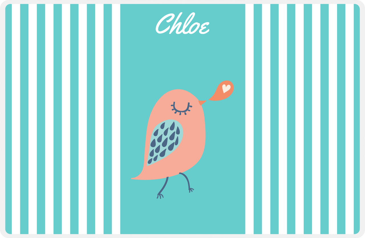 Personalized Birds Placemat III - Teal Background - Bird XI -  View