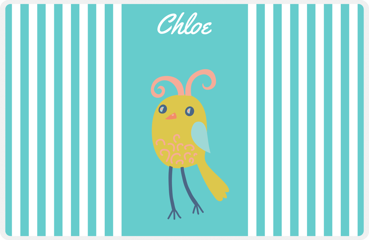 Personalized Birds Placemat III - Teal Background - Bird XII -  View
