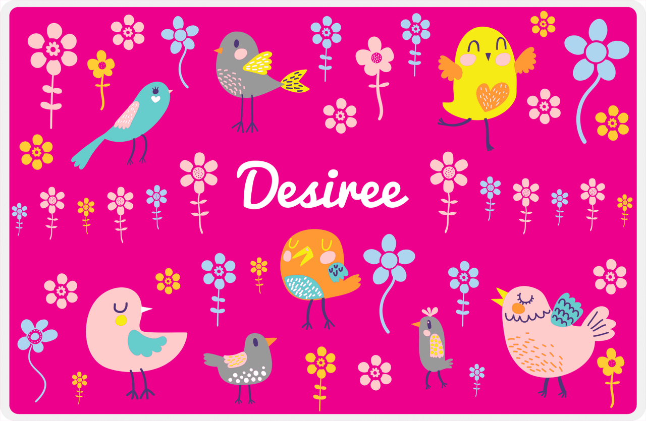 Personalized Birds Placemat IV - Pink Background -  View