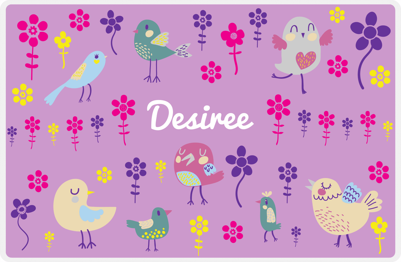 Personalized Birds Placemat IV - Purple Background -  View