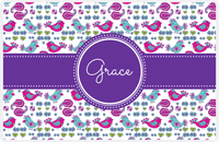 Thumbnail for Personalized Birds Placemat VII - White Background - Circle Ribbon Nameplate -  View