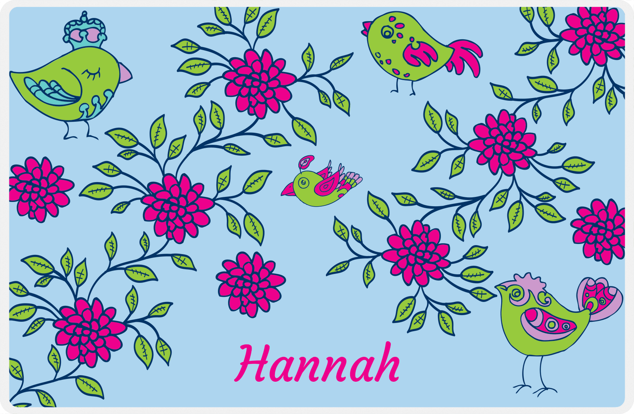 Personalized Birds Placemat VIII - Blue Background -  View