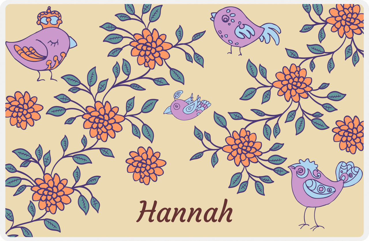 Personalized Birds Placemat VIII - Light Brown Background -  View