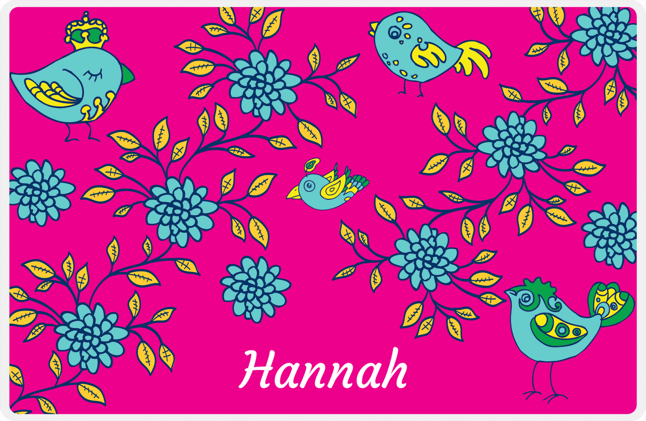 Personalized Birds Placemat VIII - Pink Background -  View