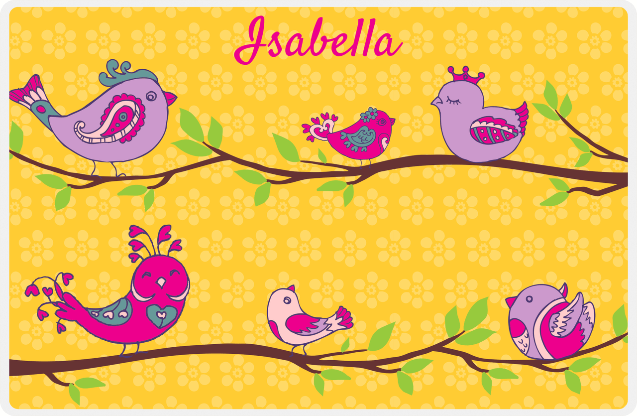 Personalized Birds Placemat IX - Yellow Background -  View