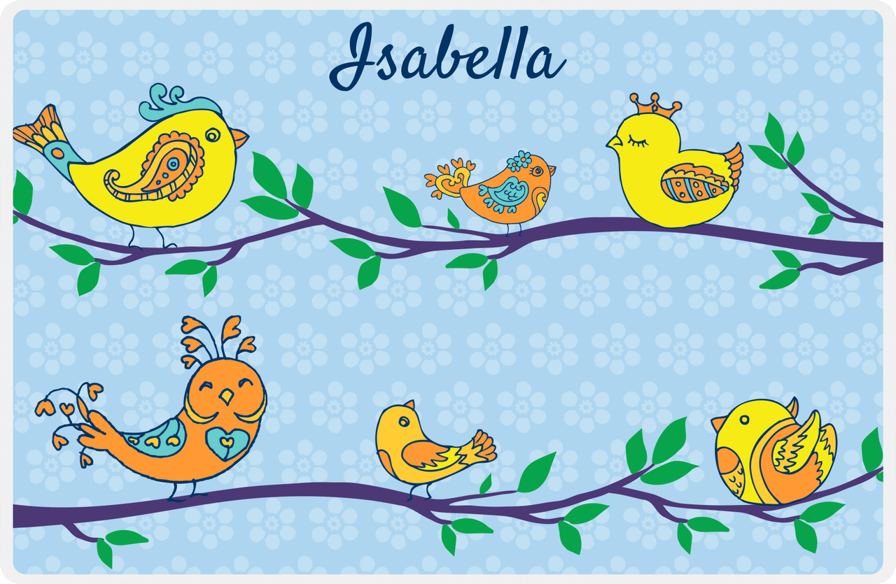 Personalized Birds Placemat IX - Blue Background -  View