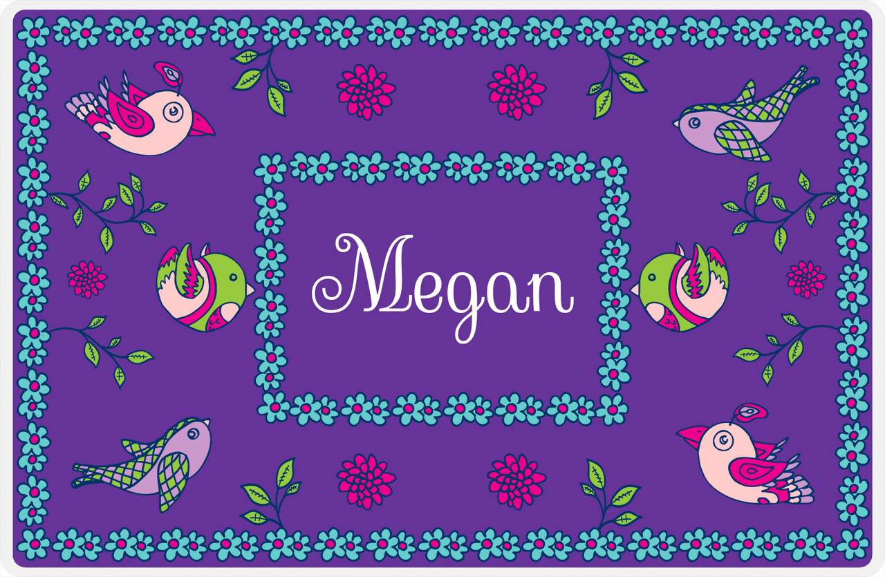 Personalized Birds Placemat X - Purple Background - Rectangle Nameplate -  View