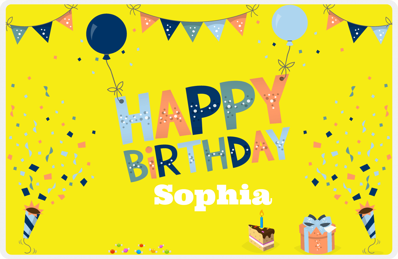 Personalized Birthday Placemat I - Balloons - Yellow Background -  View