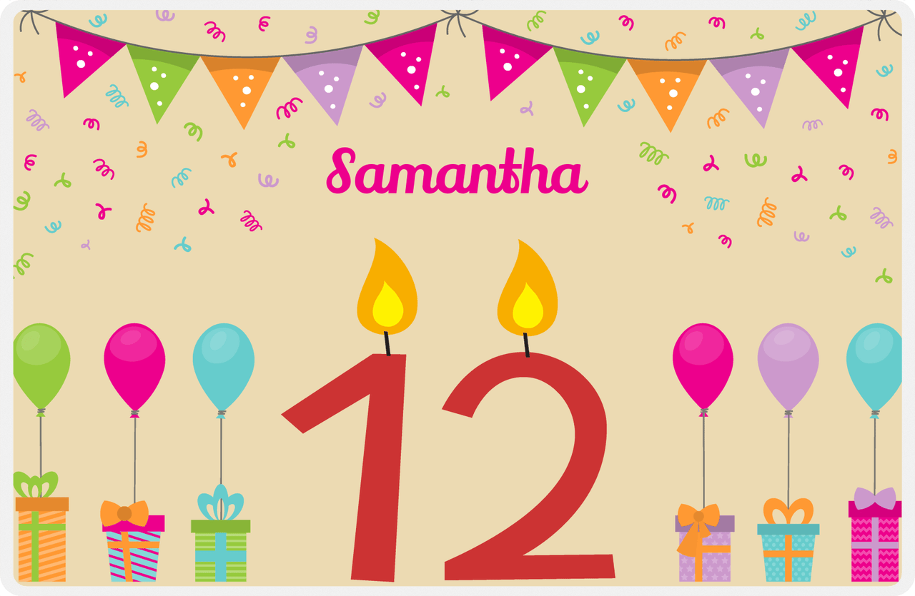 Personalized Birthday Placemat III - Candle Number 12 -  View