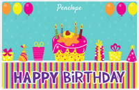 Thumbnail for Personalized Birthday Placemat IV - Birthday Stripes - Teal Background -  View