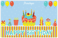 Thumbnail for Personalized Birthday Placemat IV - Birthday Stripes - Blue Background -  View