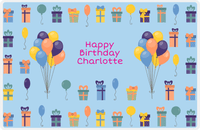 Thumbnail for Personalized Birthday Placemat VI - Balloon Presents - Blue Background -  View
