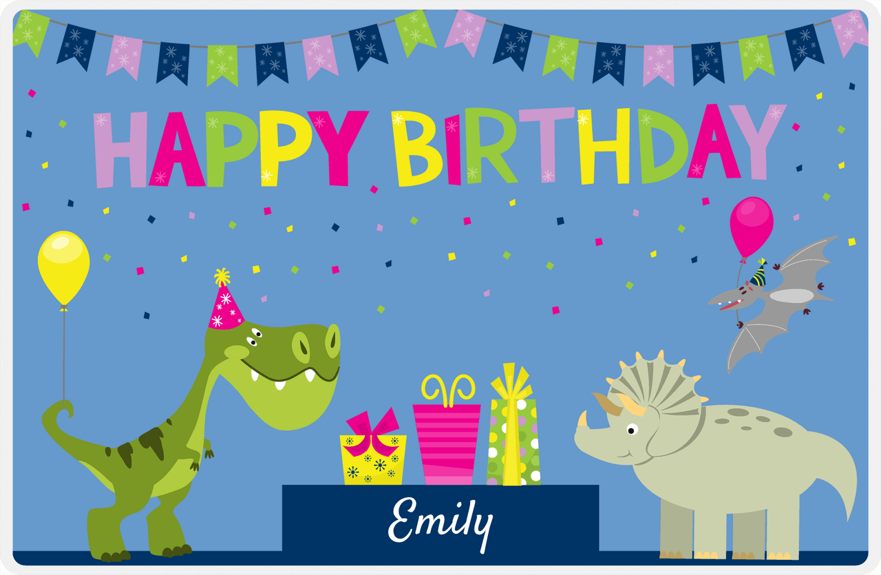 Personalized Birthday Placemat VII - Dino Party - Blue Background -  View