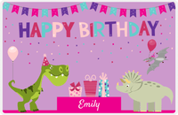 Thumbnail for Personalized Birthday Placemat VII - Dino Party - Purple Background -  View