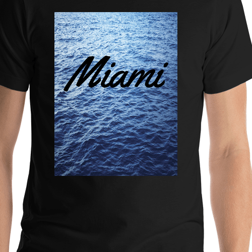 Personalized Black Open Ocean T-Shirt - Miami - Shirt Close-Up View