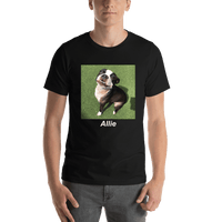 Thumbnail for Personalized Black T-Shirt - Upload Your Square Image - Text Below Photo - Shirt View